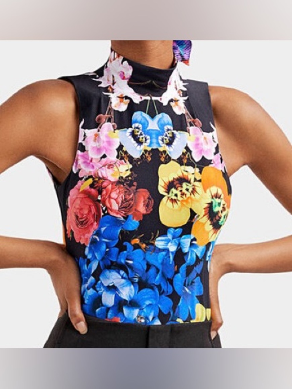 NWOT - Desigual x Christian Lacroix Lyon Floral Bodysuit Black Size L